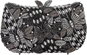 Butterfly Rhinestones Evening Bag for Women Romantic Floral Crystal Clutch Purse Chic Lady Wallet for Friends Lover