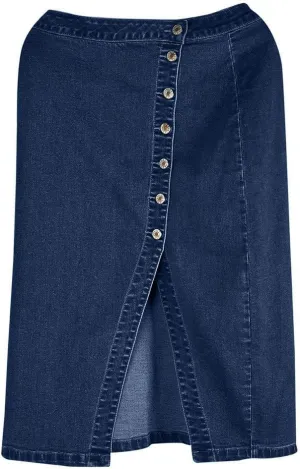 Button Jeans Women Fashion Denim Pencil Skirt High Waisted Blow Knee Blue Knit Skirts for Women Midi Length Jeans Skirts