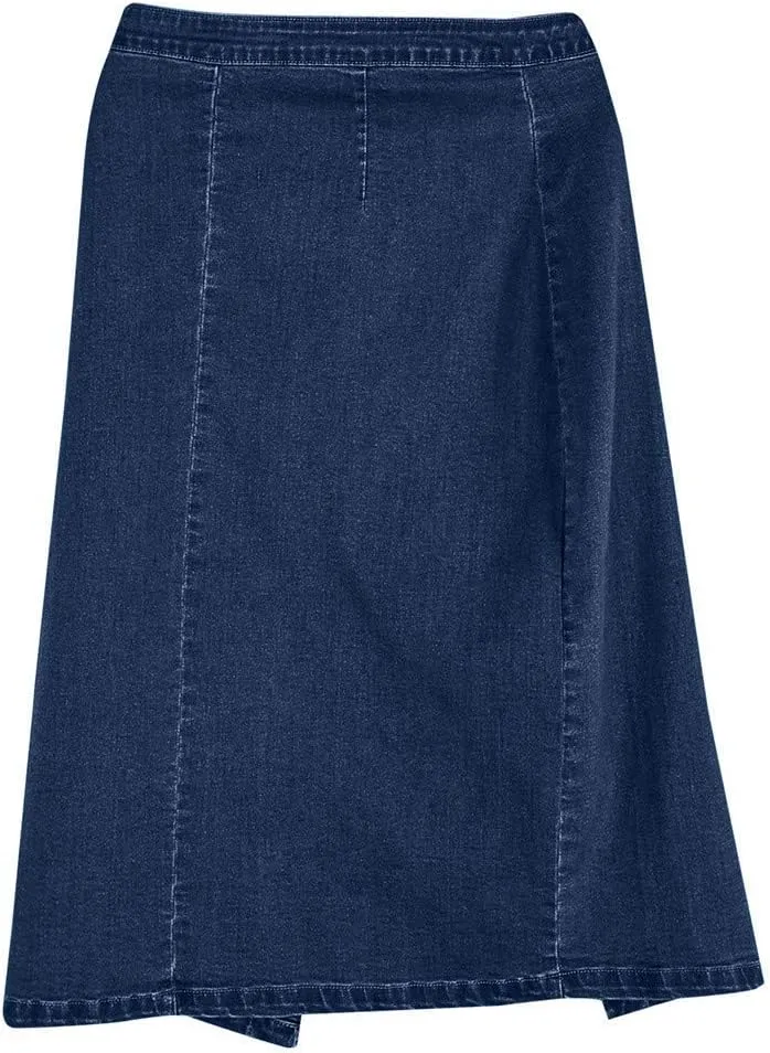 Button Jeans Women Fashion Denim Pencil Skirt High Waisted Blow Knee Blue Knit Skirts for Women Midi Length Jeans Skirts