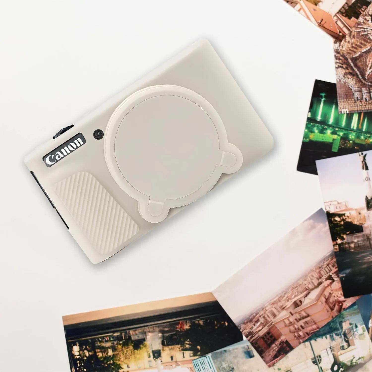 Camera Case for Canon PowerShot SX740/ SX730 Digital Camera, Soft Silicone Protective Bag Removable Lens Cover, Silicone Cover Rubber Soft Camera Case, Misty White