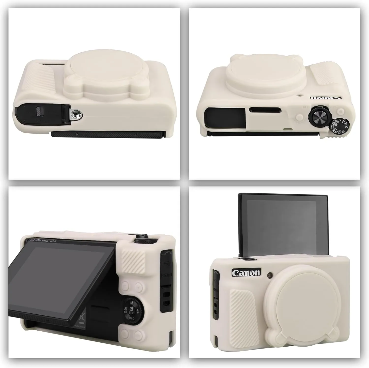 Camera Case for Canon PowerShot SX740/ SX730 Digital Camera, Soft Silicone Protective Bag Removable Lens Cover, Silicone Cover Rubber Soft Camera Case, Misty White