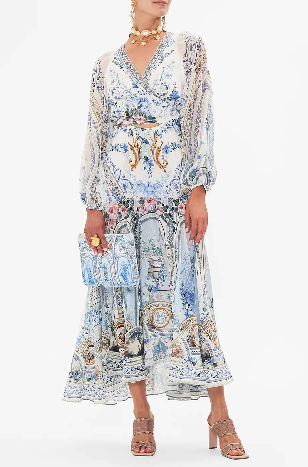 Camilla - Season Of The Siren Wrap Tie Dress w/ Blouson Sleeve