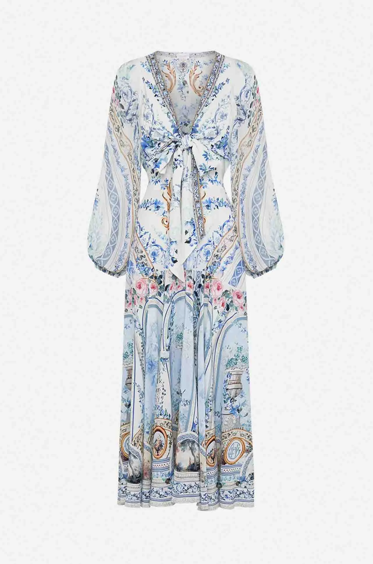 Camilla - Season Of The Siren Wrap Tie Dress w/ Blouson Sleeve