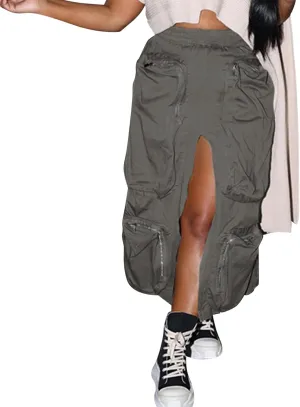 Casual Cargo Skirt for Women High Waisted Skirts Denim Skirt with Pocket Beach A Line Dress for Women's Novelty