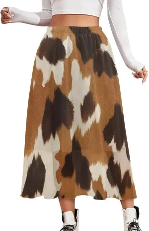 Chiffon Skirts for Women Midi Length Elastic Waist Casual Women's Flowy Maxi Skirts