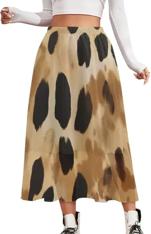 Chiffon Skirts for Women Midi Length Elastic Waist Casual Women's Flowy Maxi Skirts
