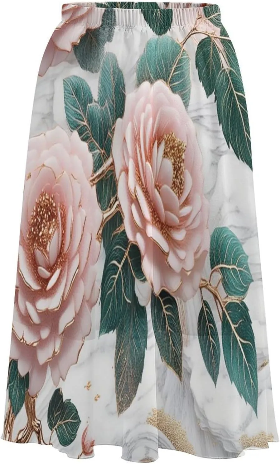 Chiffon Skirts for Women Midi Length Elastic Waist Casual Women's Flowy Maxi Skirts