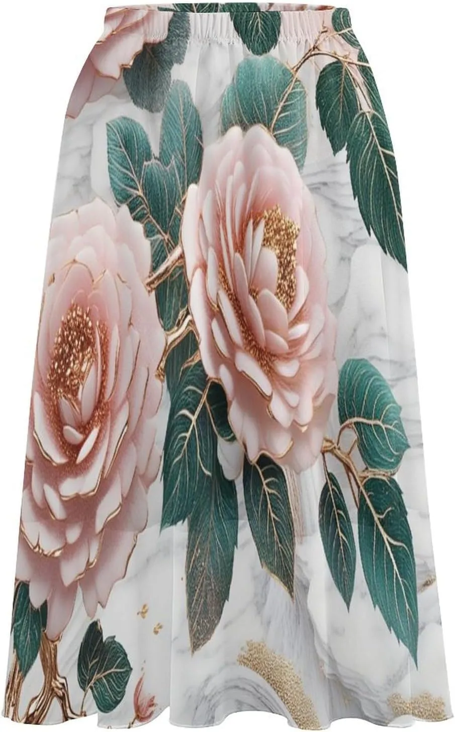 Chiffon Skirts for Women Midi Length Elastic Waist Casual Women's Flowy Maxi Skirts