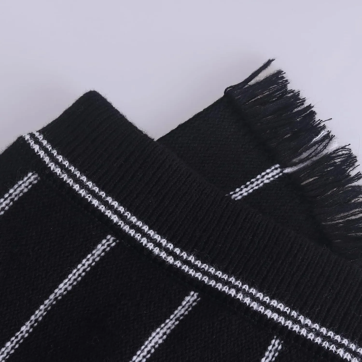chouyatou Women's Winter Striped Knit Maxi Skirt Boho Fringe Hem Elastic Waist Pleated Swing Sweater Long Skirt