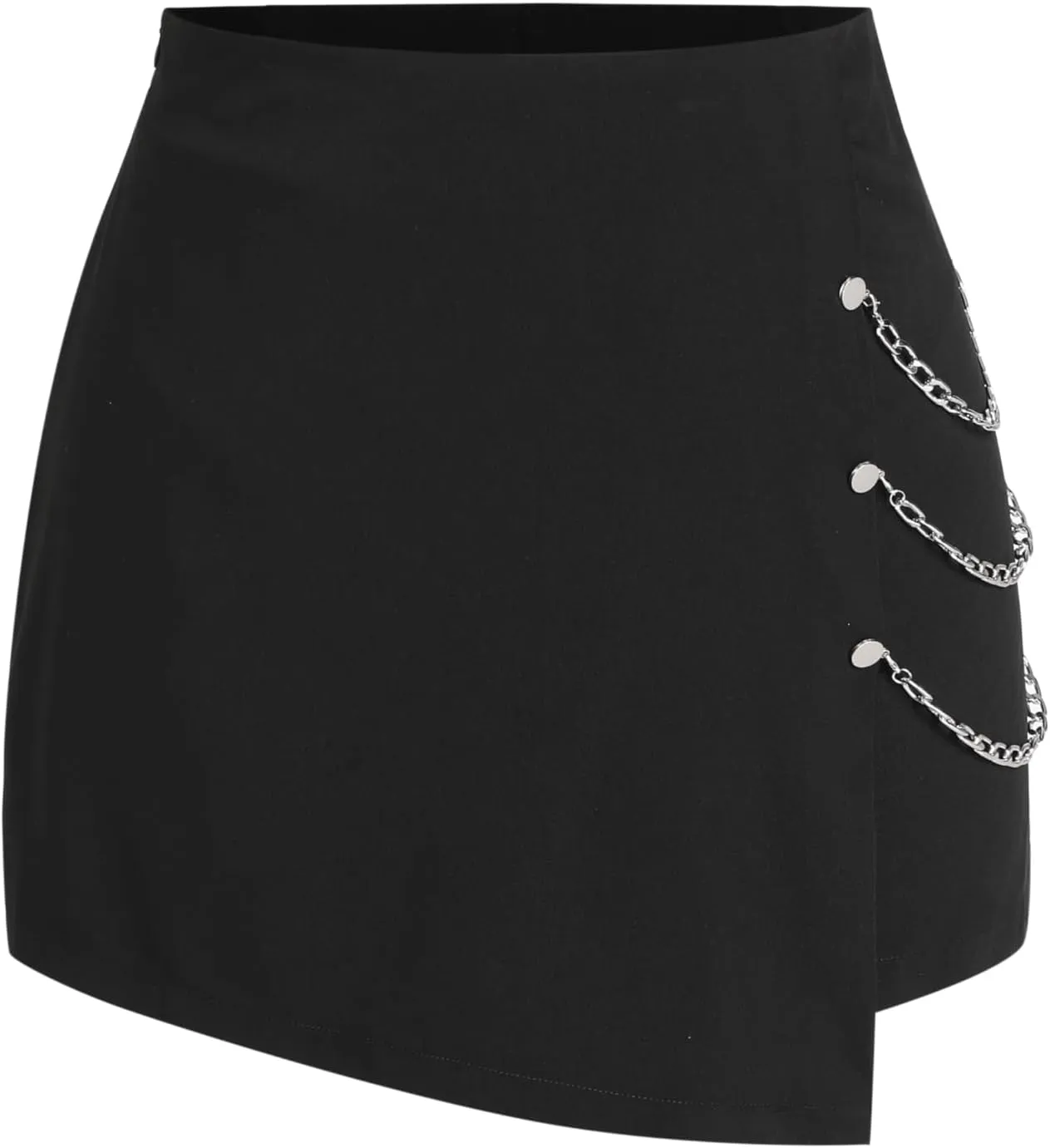 CIDER High Waist Solid Skort with Chain Curve & Plus