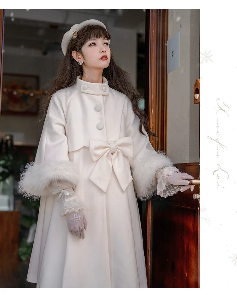 Classic Lolita Coat Woolen Bow Knot Winter Lolita Coat