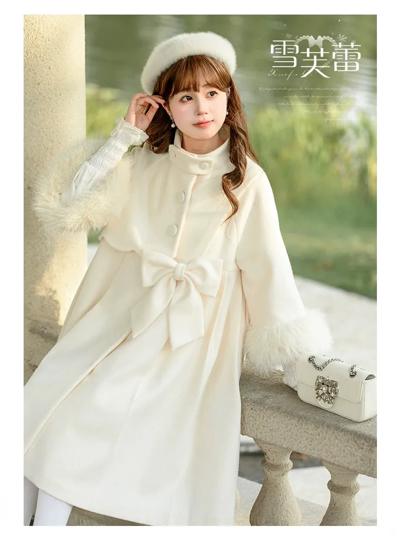 Classic Lolita Coat Woolen Bow Knot Winter Lolita Coat