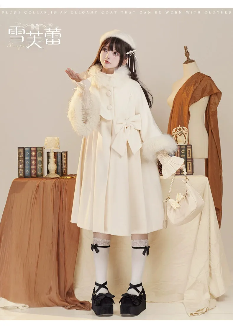 Classic Lolita Coat Woolen Bow Knot Winter Lolita Coat