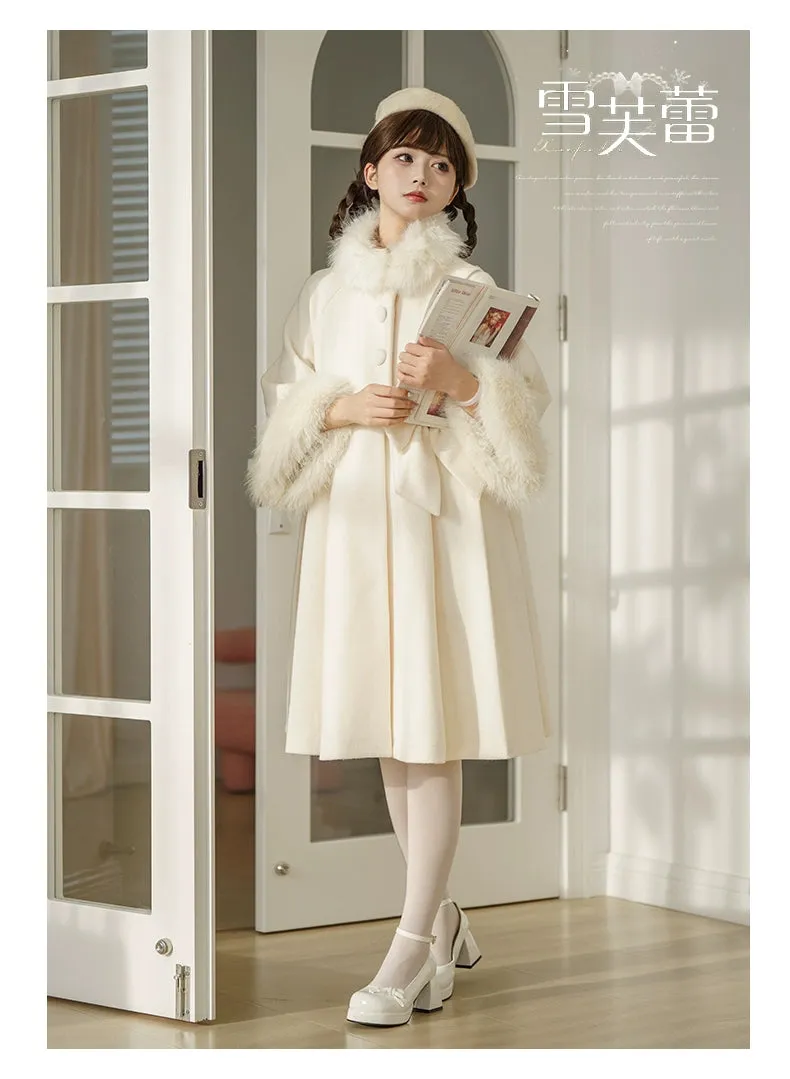Classic Lolita Coat Woolen Bow Knot Winter Lolita Coat