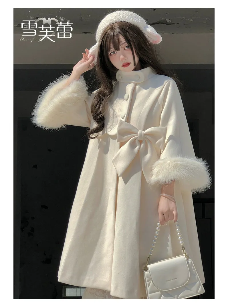 Classic Lolita Coat Woolen Bow Knot Winter Lolita Coat