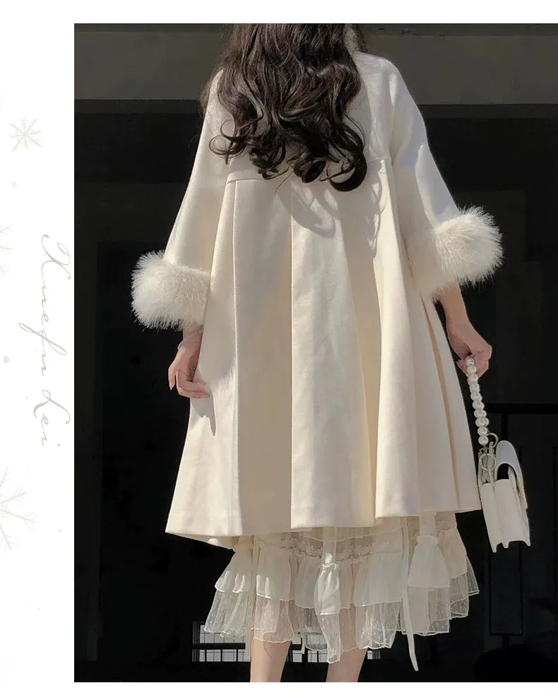 Classic Lolita Coat Woolen Bow Knot Winter Lolita Coat