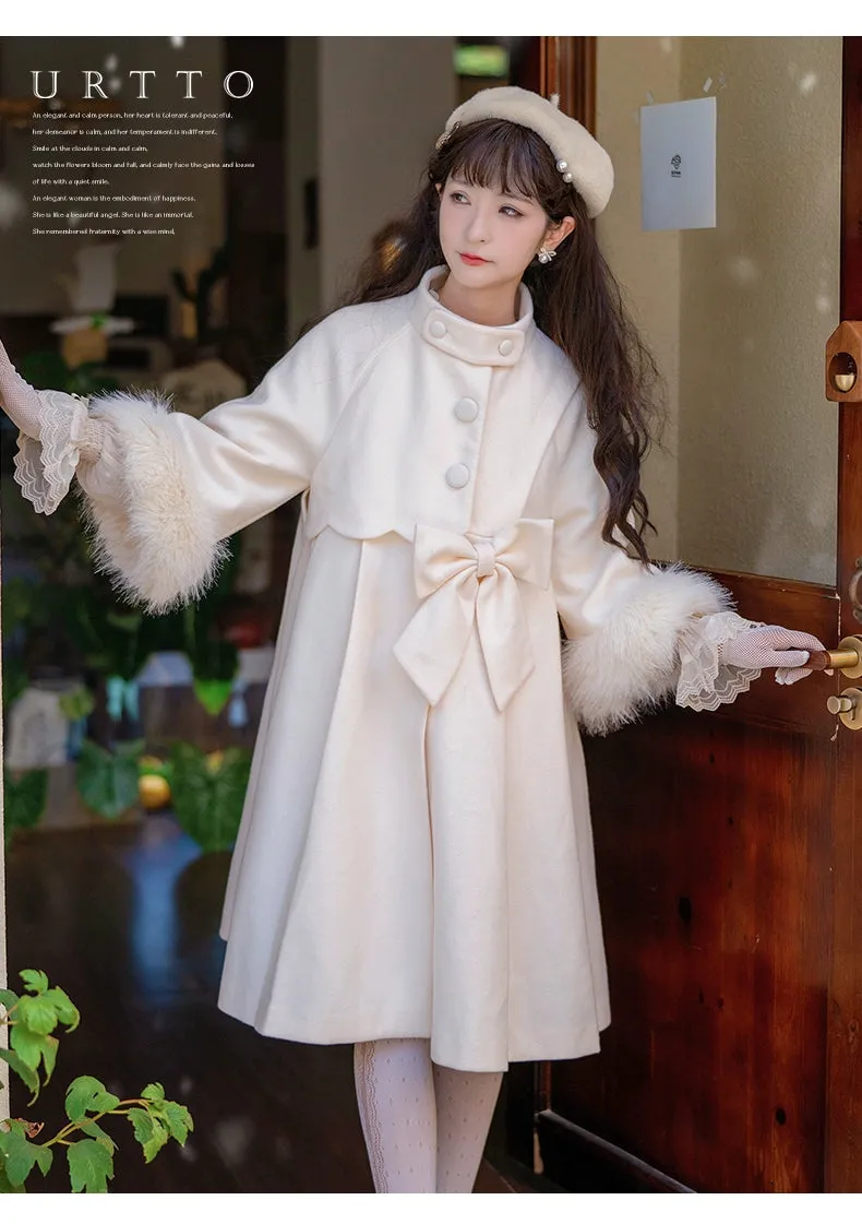 Classic Lolita Coat Woolen Bow Knot Winter Lolita Coat