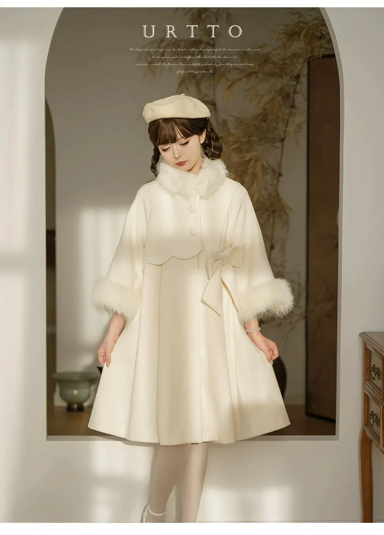 Classic Lolita Coat Woolen Bow Knot Winter Lolita Coat