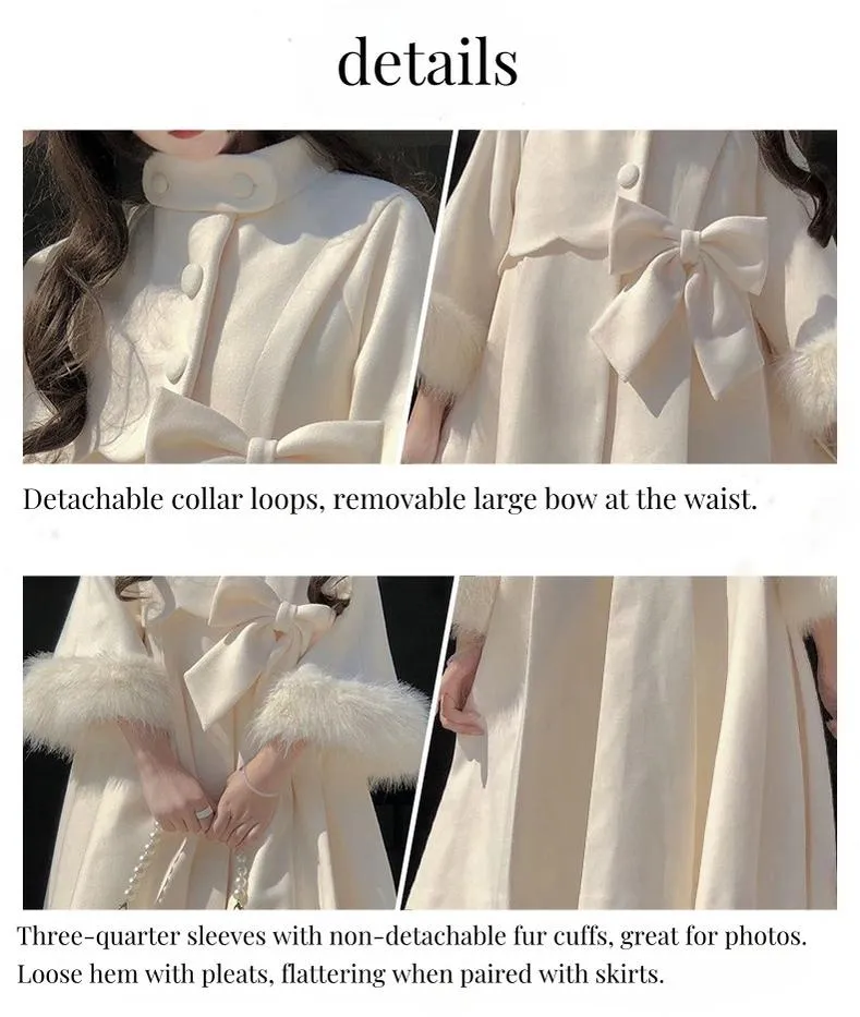 Classic Lolita Coat Woolen Bow Knot Winter Lolita Coat