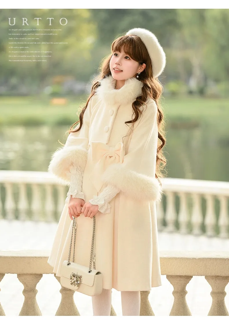 Classic Lolita Coat Woolen Bow Knot Winter Lolita Coat