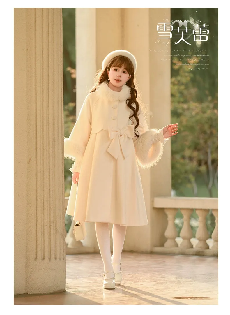Classic Lolita Coat Woolen Bow Knot Winter Lolita Coat