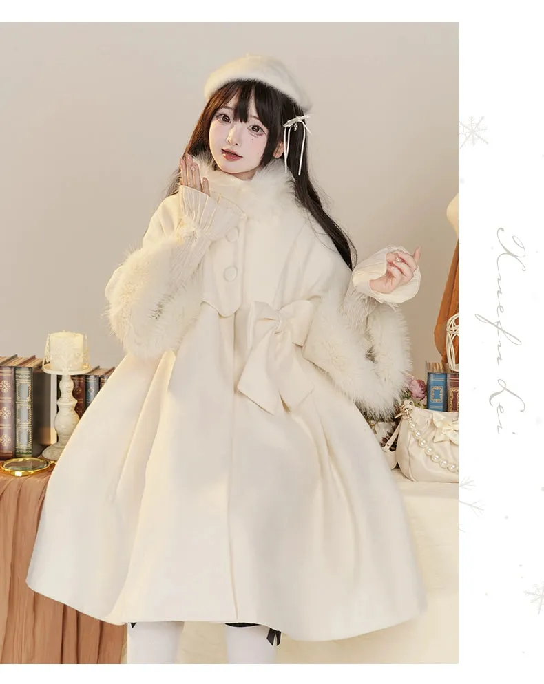 Classic Lolita Coat Woolen Bow Knot Winter Lolita Coat