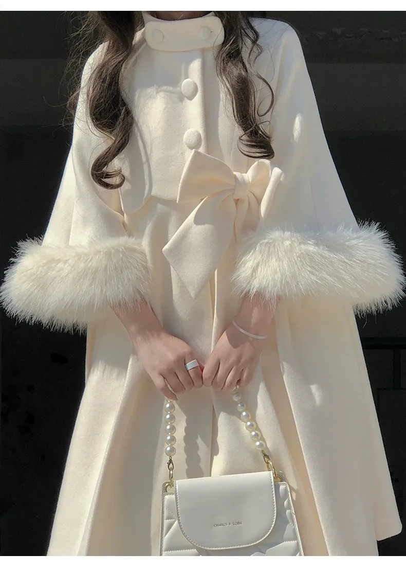 Classic Lolita Coat Woolen Bow Knot Winter Lolita Coat
