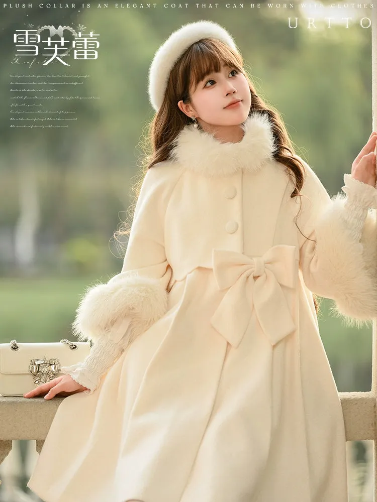 Classic Lolita Coat Woolen Bow Knot Winter Lolita Coat