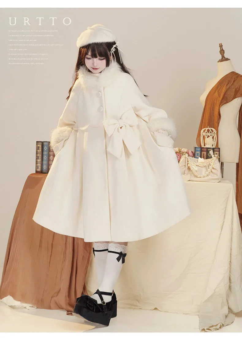 Classic Lolita Coat Woolen Bow Knot Winter Lolita Coat