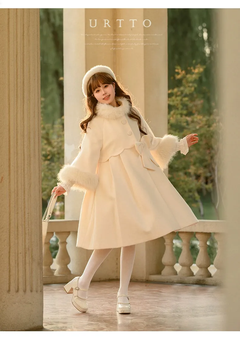 Classic Lolita Coat Woolen Bow Knot Winter Lolita Coat