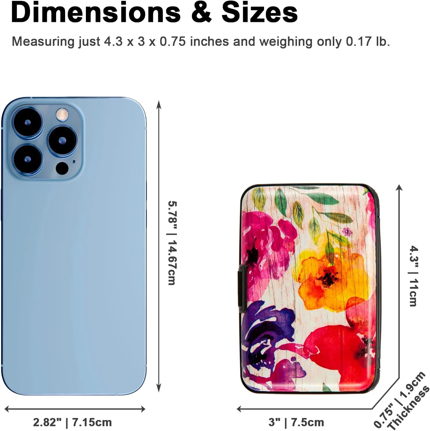 Credit Card Holder, Metal Card Wallet RFID Blocking Mini Slim Aluminum Business Hard Card Case for Women Men (A Watercolor Flowers)