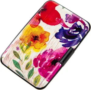 Credit Card Holder, Metal Card Wallet RFID Blocking Mini Slim Aluminum Business Hard Card Case for Women Men (A Watercolor Flowers)