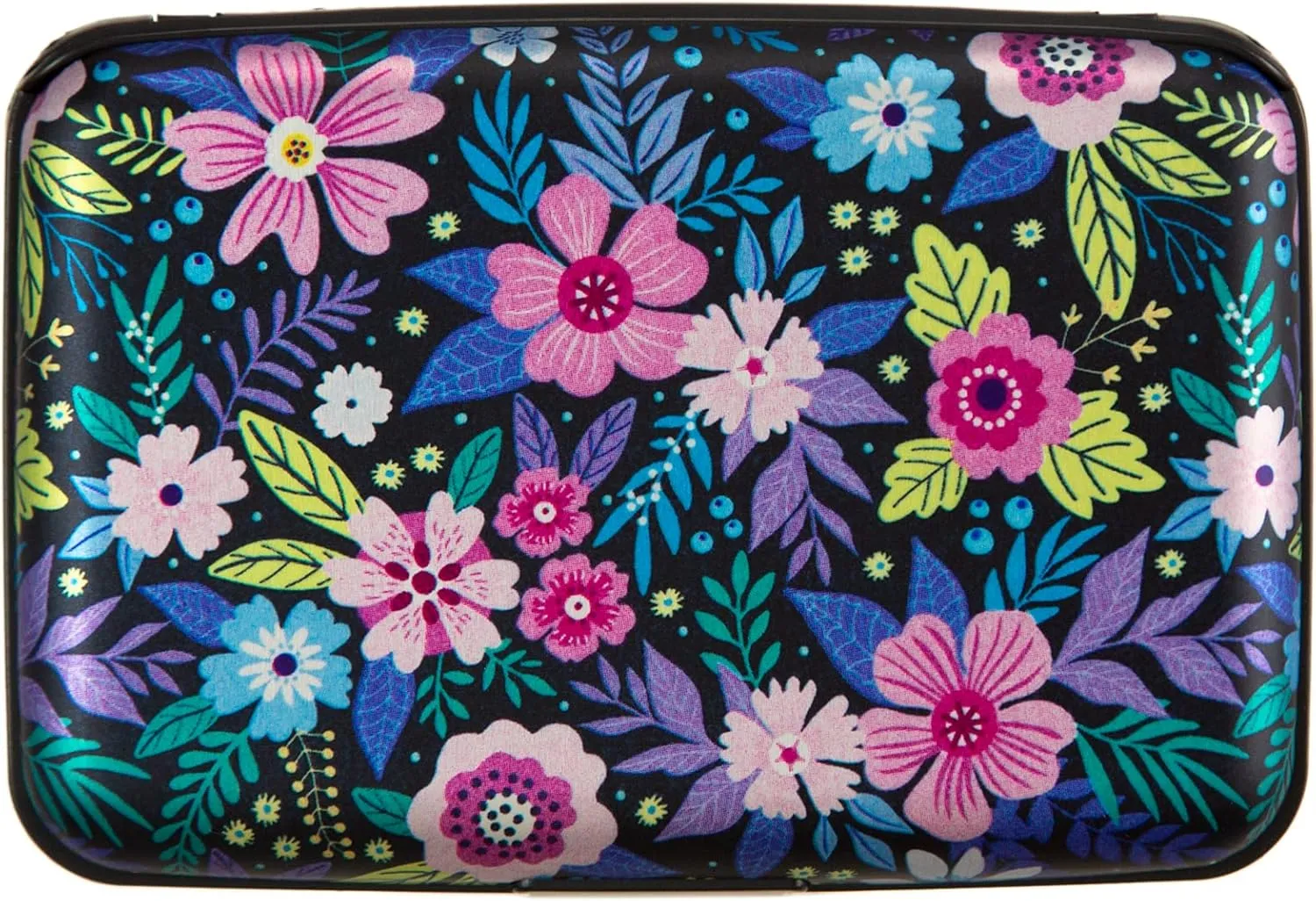 Credit Card Holder, Metal Card Wallet RFID Blocking Mini Slim Aluminum Business Hard Card Case for Women Men (Abstract Flowers)