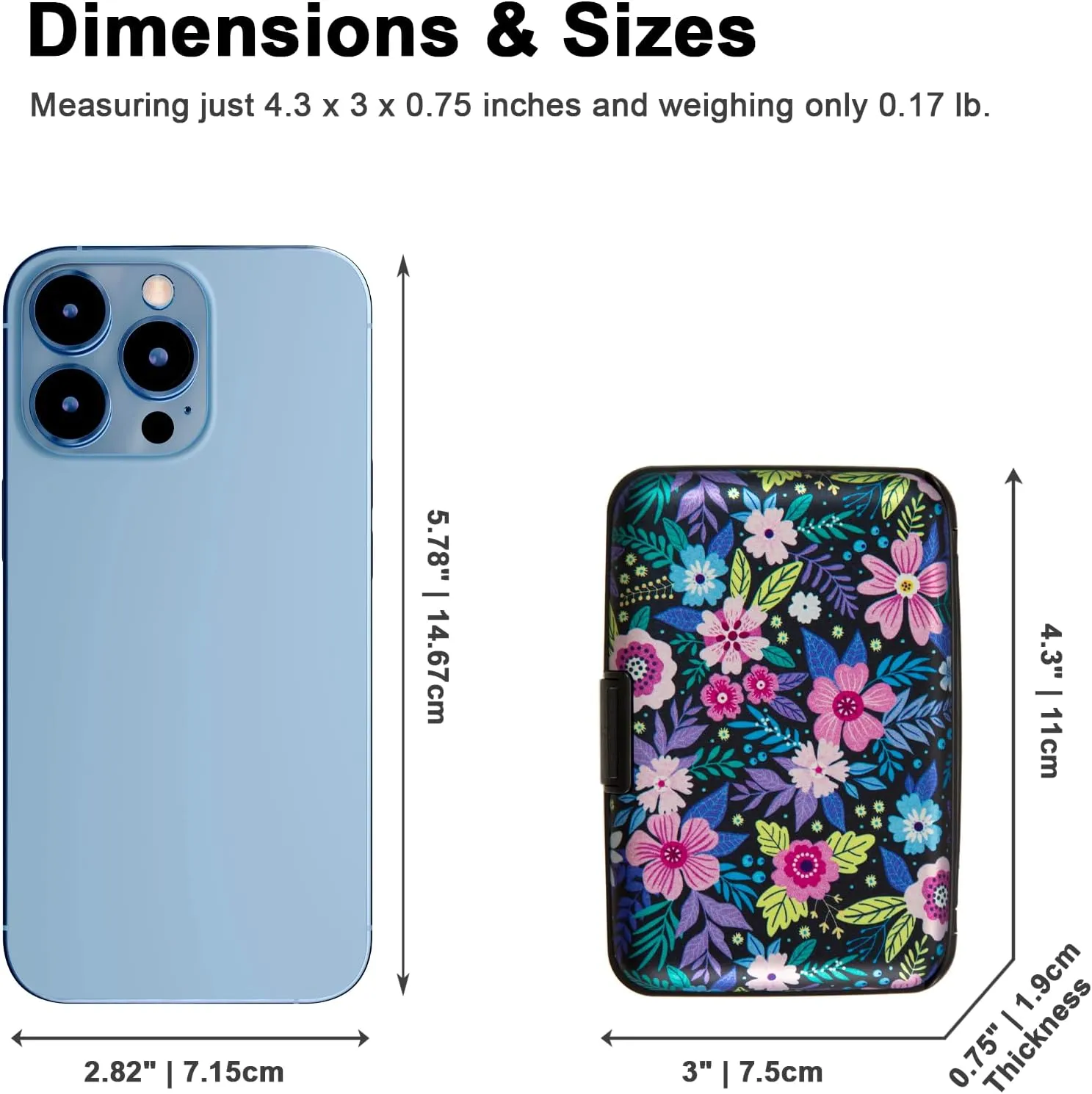 Credit Card Holder, Metal Card Wallet RFID Blocking Mini Slim Aluminum Business Hard Card Case for Women Men (Abstract Flowers)