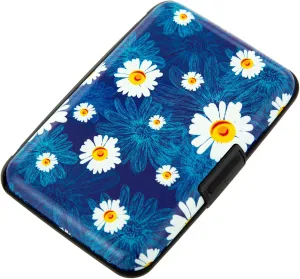 Credit Card Holder, Metal Card Wallet RFID Blocking Mini Slim Aluminum Business Hard Card Case for Women Men (Chamomiles)