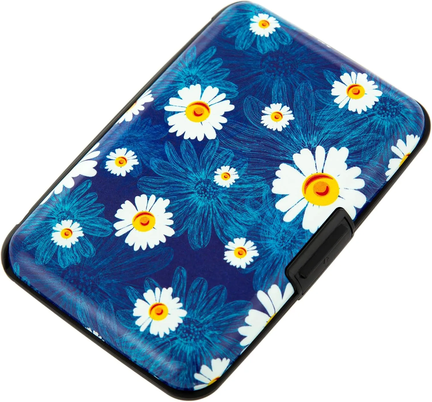 Credit Card Holder, Metal Card Wallet RFID Blocking Mini Slim Aluminum Business Hard Card Case for Women Men (Chamomiles)