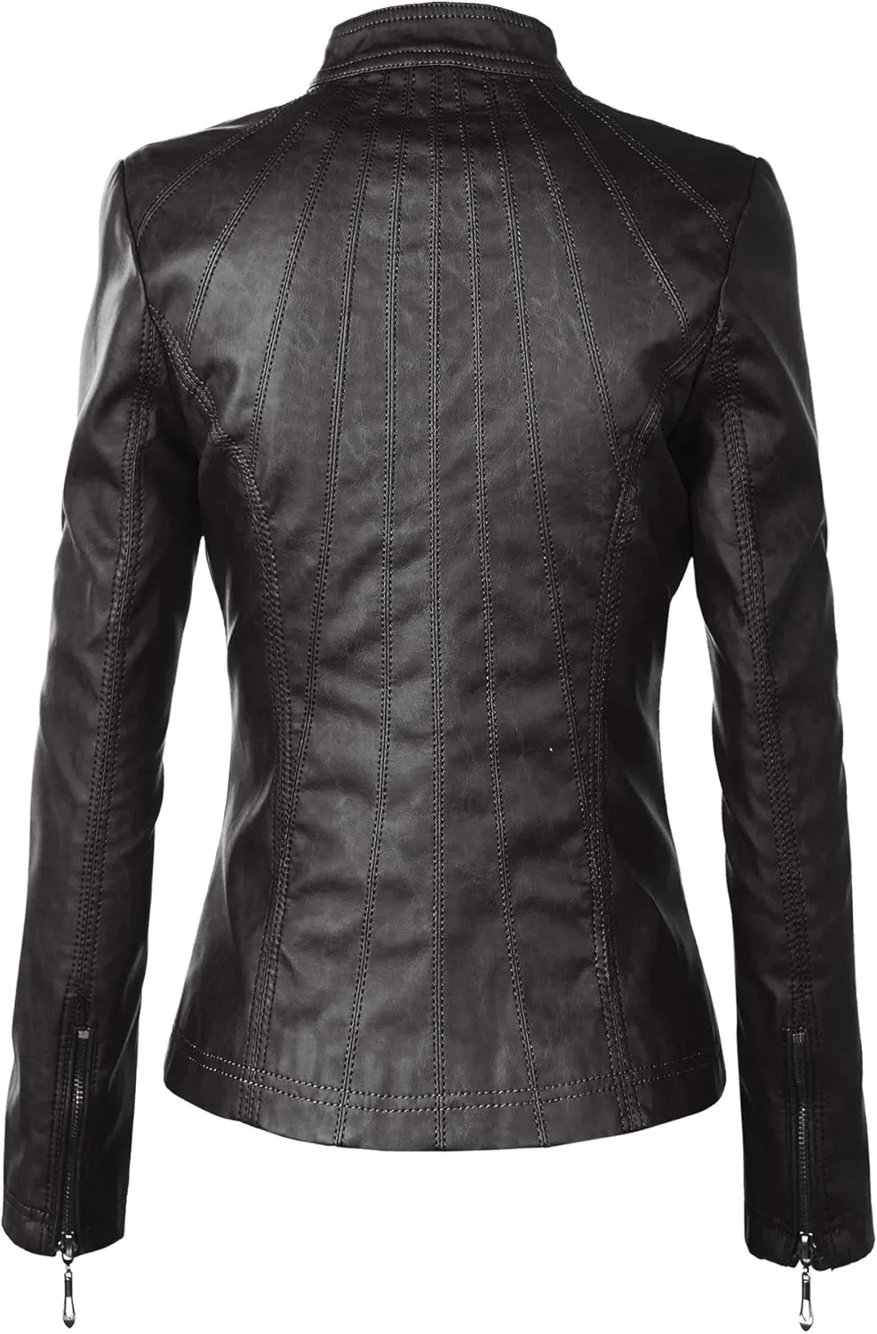 CTC Womens Dressy Vegan Leather Biker Jacket