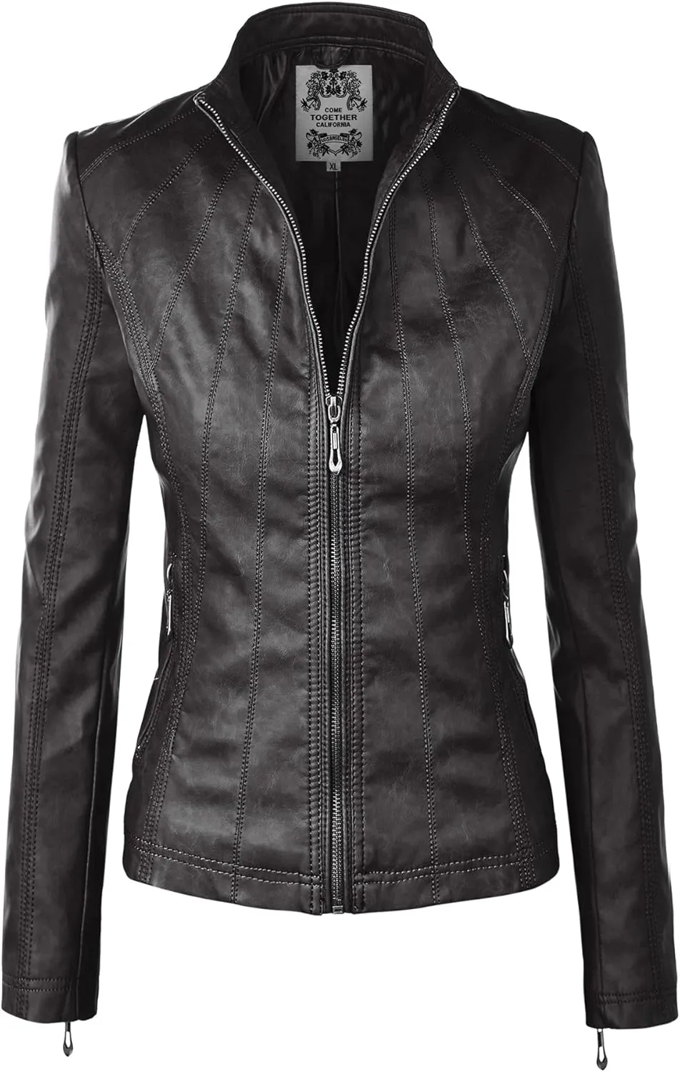 CTC Womens Dressy Vegan Leather Biker Jacket