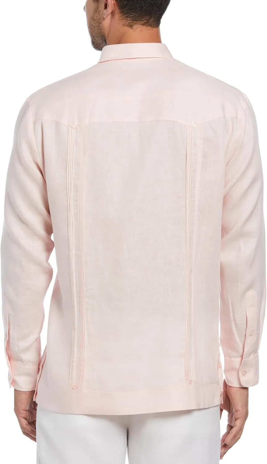 Cubavera Men's 100% Linen Four-Pocket Long Sleeve Guayabera Shirt, Pintuck Detail, Relaxed Fit (Available in Big & Tall)