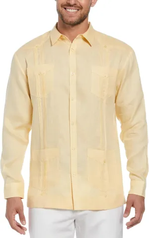 Cubavera Men's 100% Linen Four-Pocket Long Sleeve Guayabera Shirt, Pintuck Detail, Relaxed Fit (Available in Big & Tall)