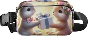Cute Romantic Bunny Exchange Waterproof Fanny Packs for Women Hip Bag Belt Purse Bright Color Waist Bag for Women