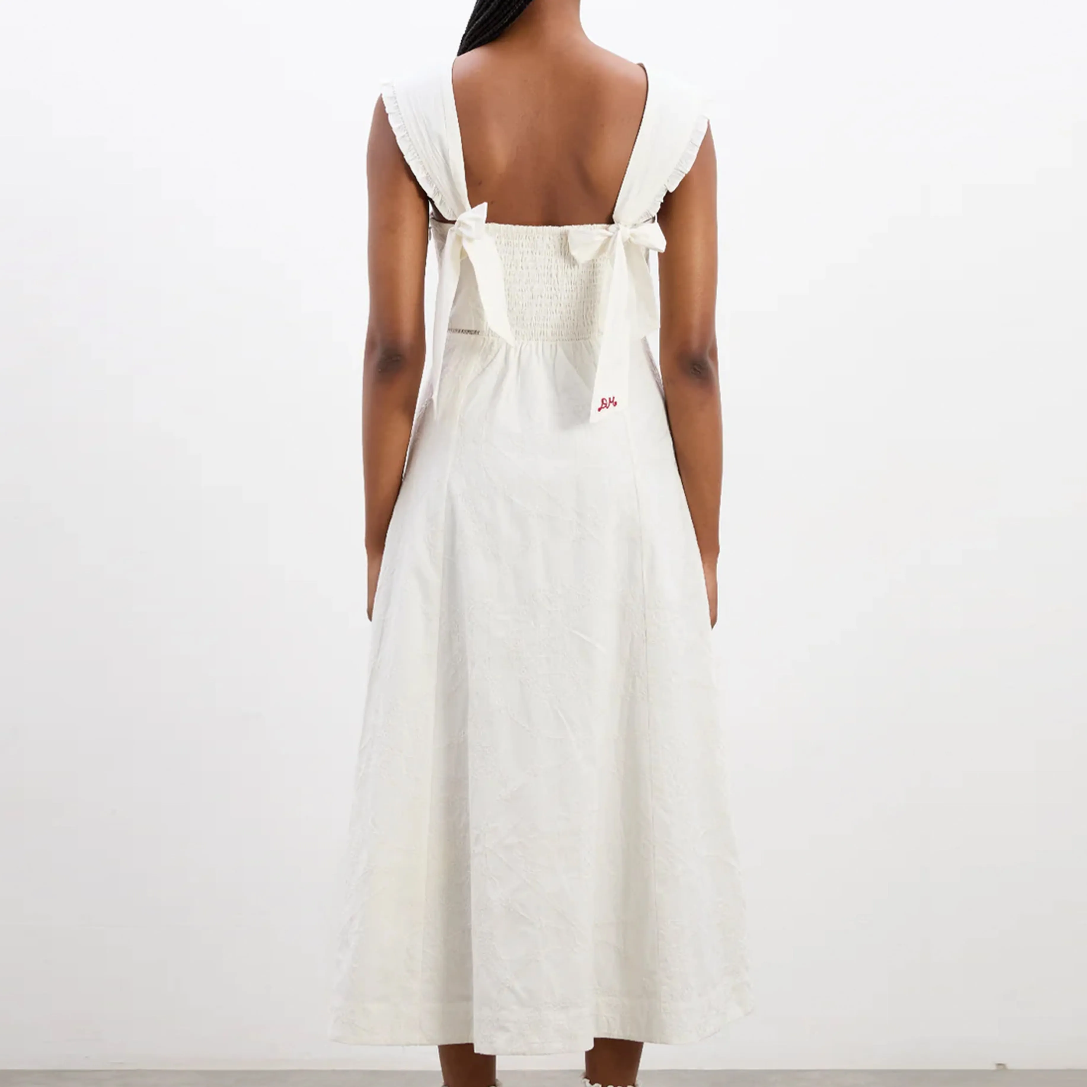 Damson Madder Fan Fan Midi Dress Patchwork Broderie