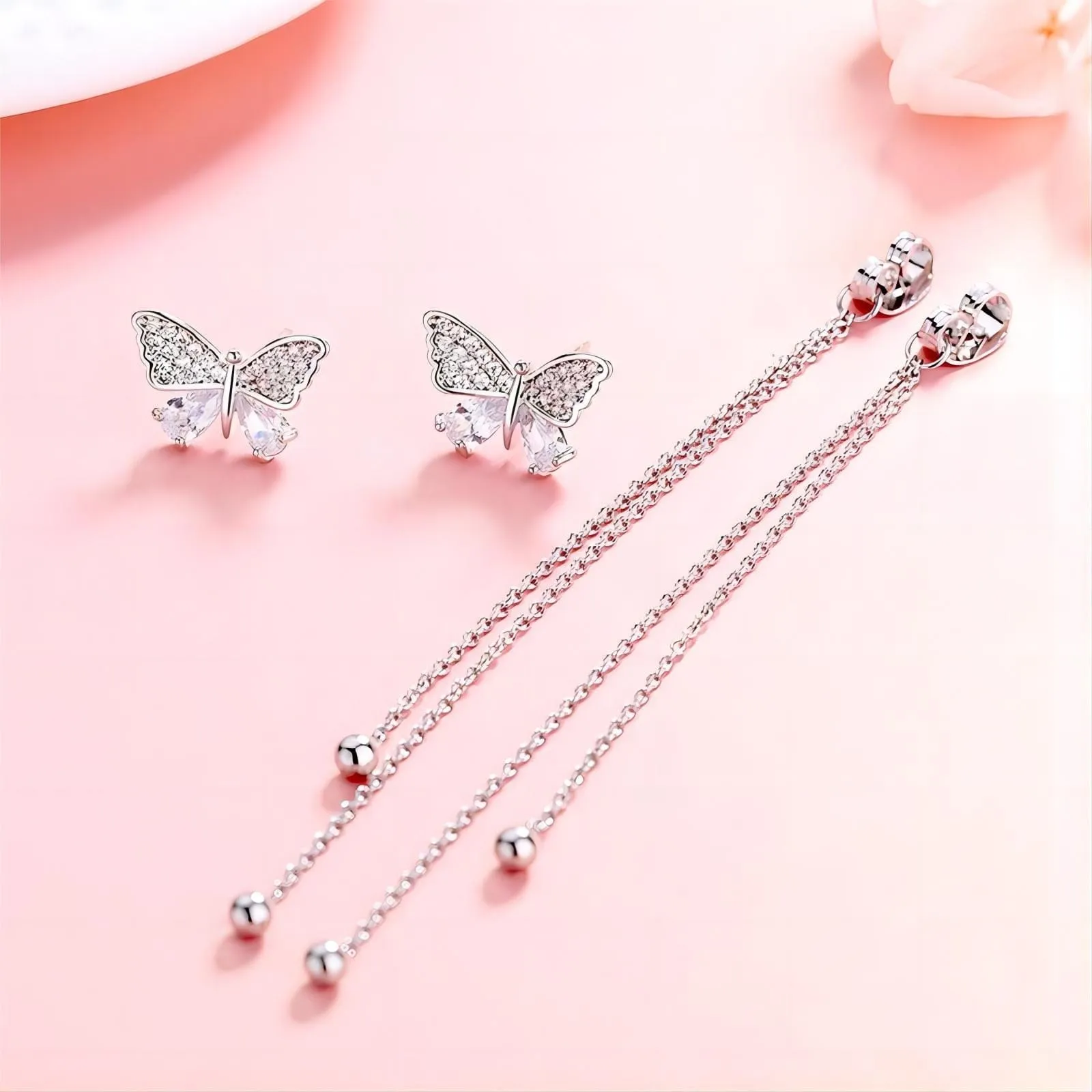 Detachable Butterfly Tassel Earrings