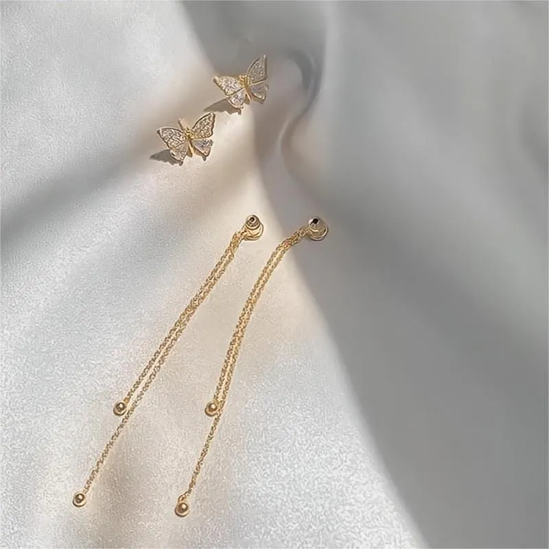 Detachable Butterfly Tassel Earrings
