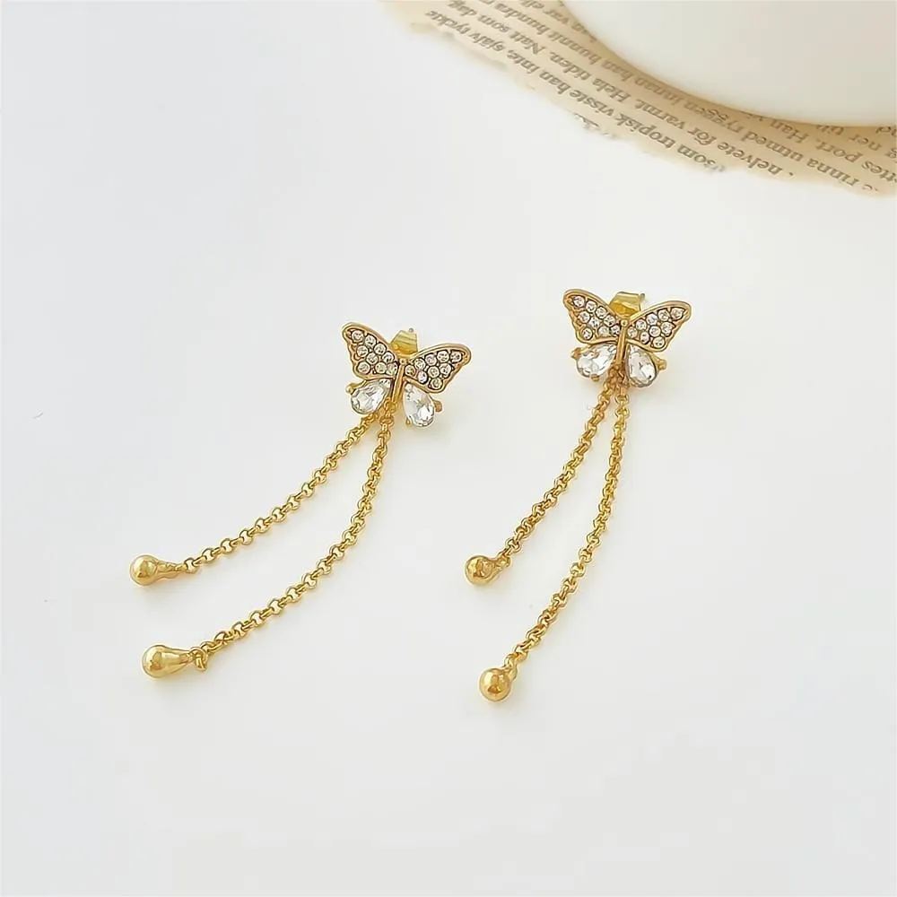 Detachable Butterfly Tassel Earrings