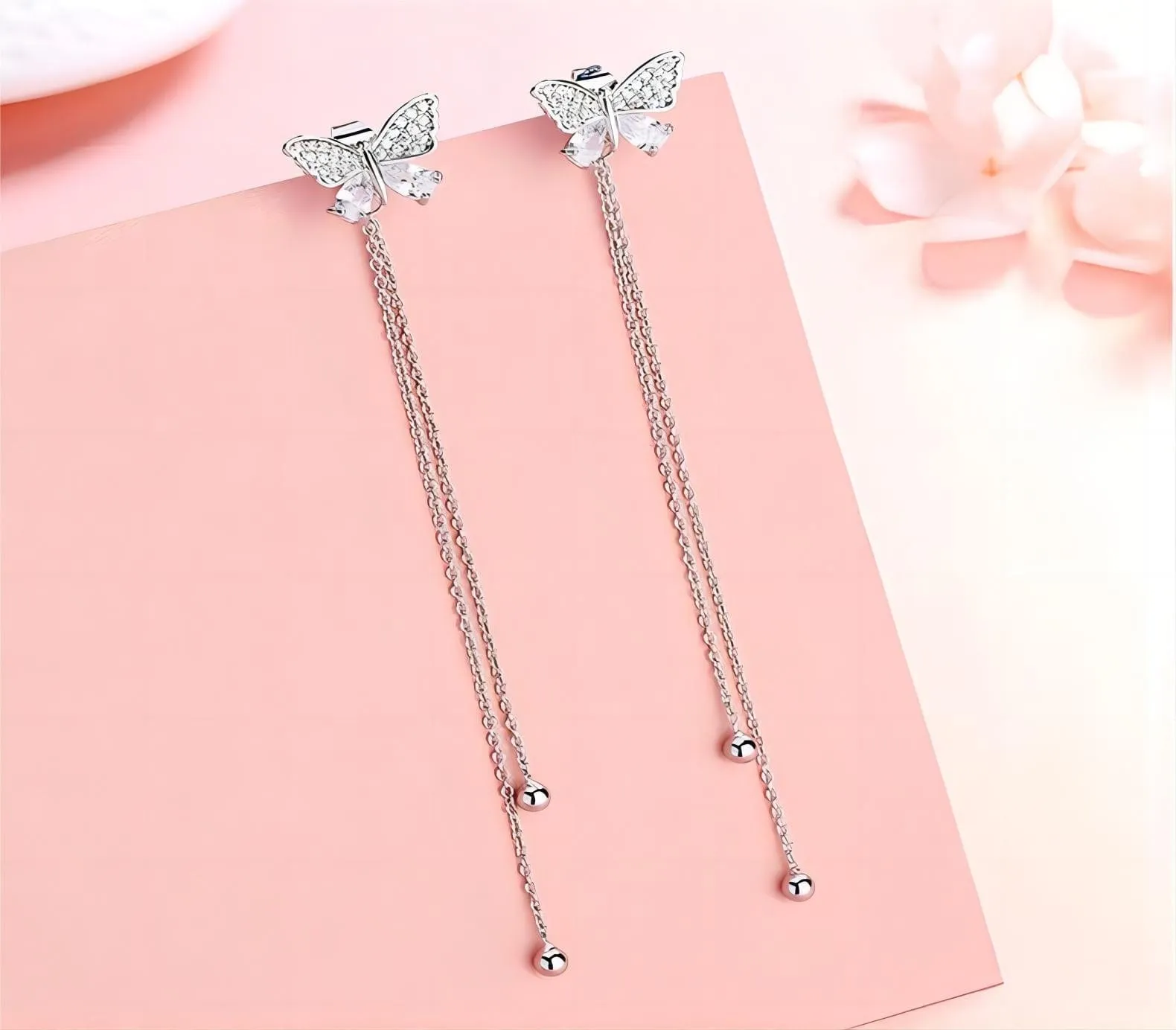 Detachable Butterfly Tassel Earrings