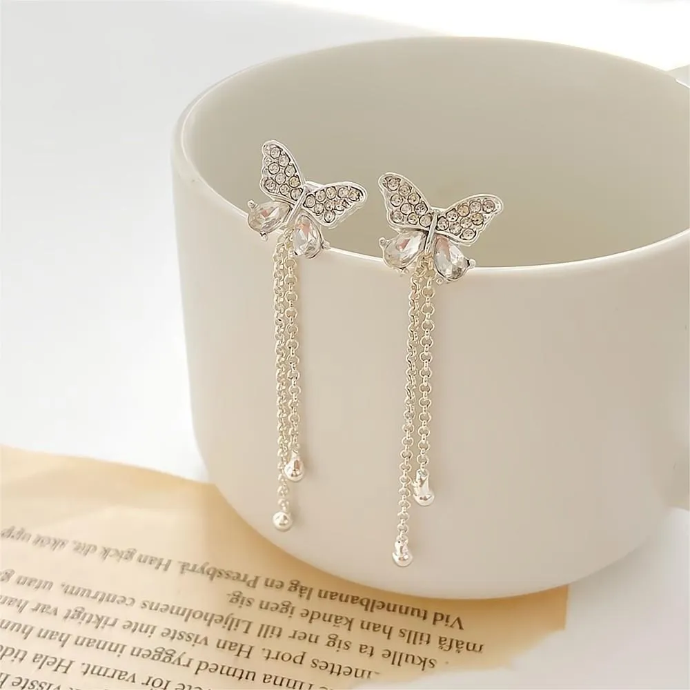 Detachable Butterfly Tassel Earrings