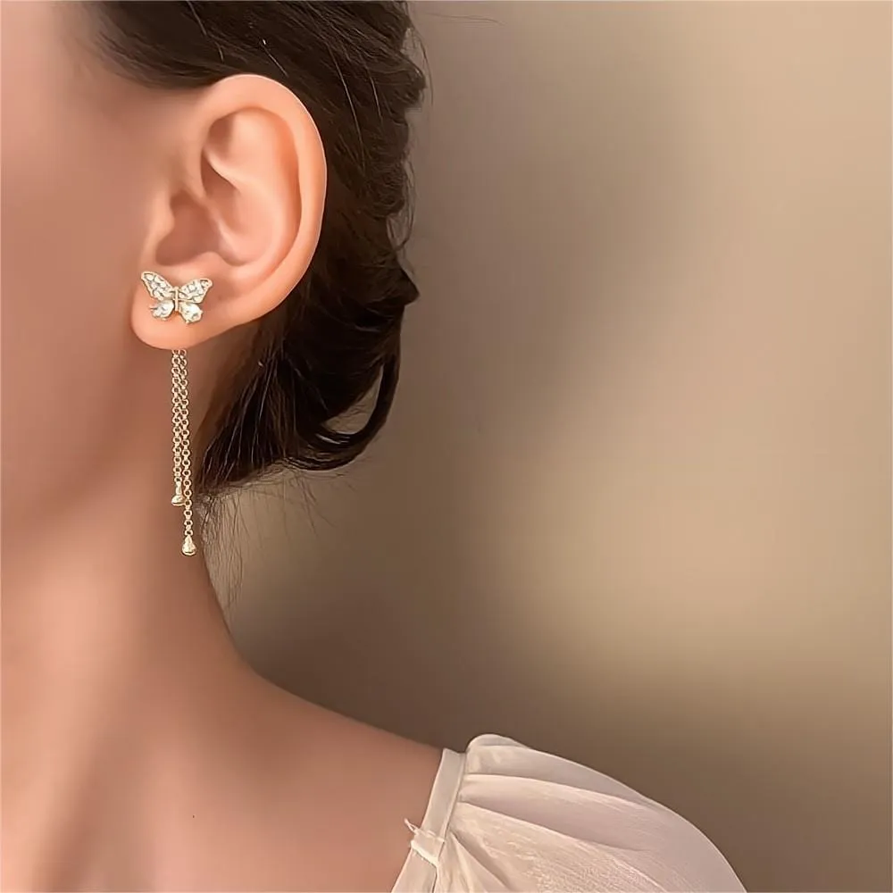 Detachable Butterfly Tassel Earrings