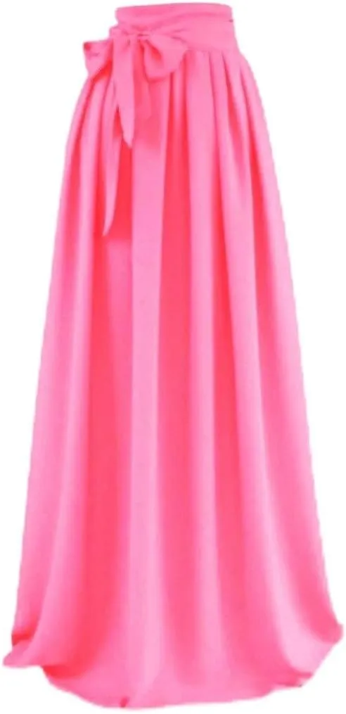 Diydress Women's Summer Beach Long Chiffon Skirts Bridesmaid Dress High Waist Maxi Skirts