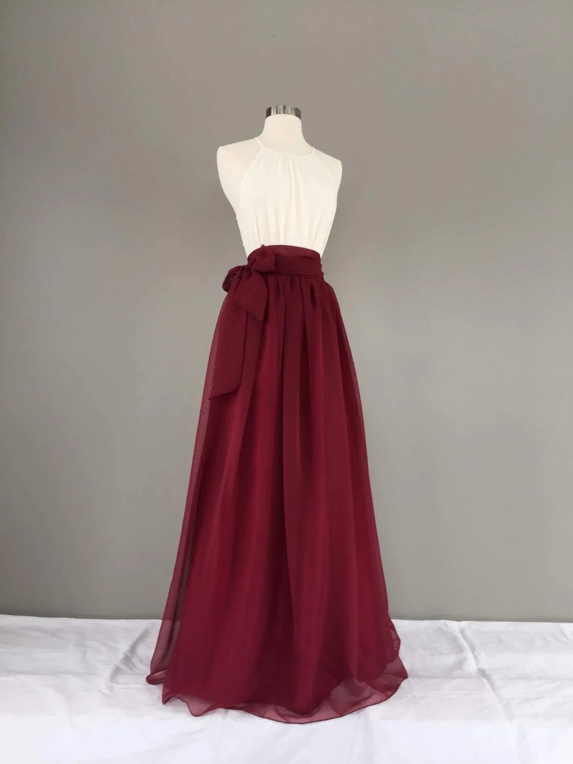 Diydress Women's Summer Beach Long Chiffon Skirts Bridesmaid Dress High Waist Maxi Skirts